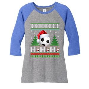 Santa Soccer Ugly Christmas Soccer Xmas Gift Women's Tri-Blend 3/4-Sleeve Raglan Shirt