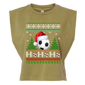 Santa Soccer Ugly Christmas Soccer Xmas Gift Garment-Dyed Women's Muscle Tee