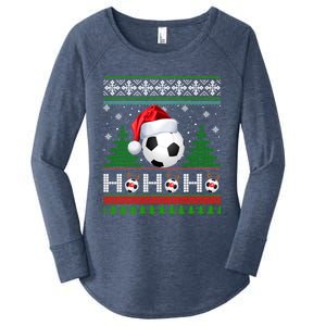 Santa Soccer Ugly Christmas Soccer Xmas Gift Women's Perfect Tri Tunic Long Sleeve Shirt