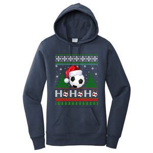 Santa Soccer Ugly Christmas Soccer Xmas Gift Women's Pullover Hoodie