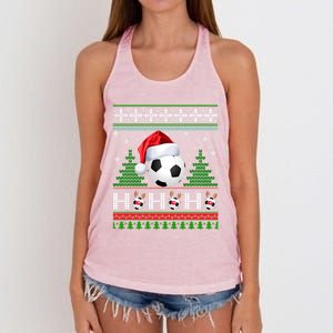 Santa Soccer Ugly Christmas Soccer Xmas Gift Women's Knotted Racerback Tank