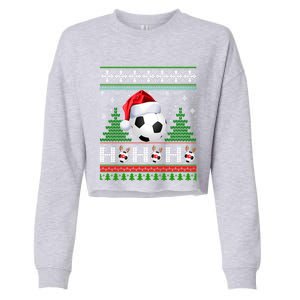 Santa Soccer Ugly Christmas Soccer Xmas Gift Cropped Pullover Crew