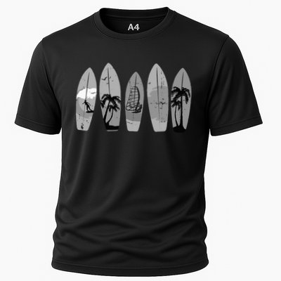 Surfing Surfboard Vintage Classic Retro Surfboarder Surfer Performance Shirt