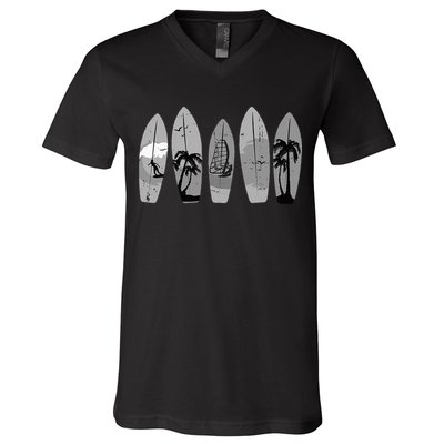Surfing Surfboard Vintage Classic Retro Surfboarder Surfer V-Neck T-Shirt