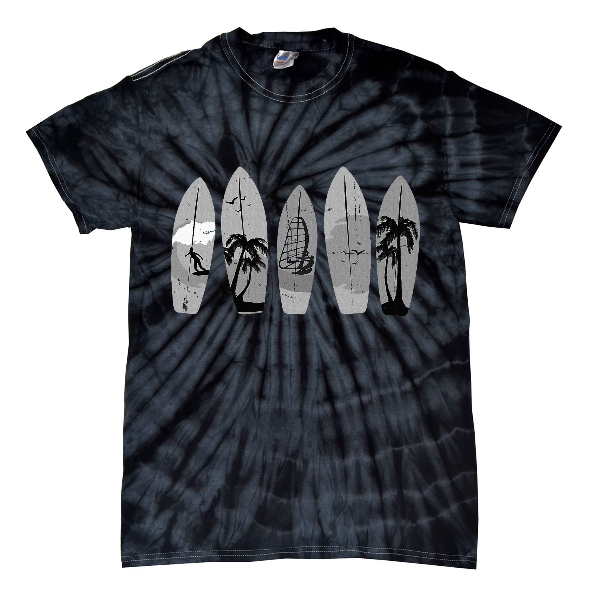 Surfing Surfboard Vintage Classic Retro Surfboarder Surfer Tie-Dye T-Shirt