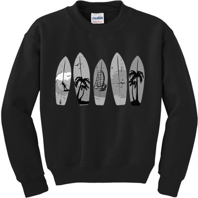 Surfing Surfboard Vintage Classic Retro Surfboarder Surfer Kids Sweatshirt