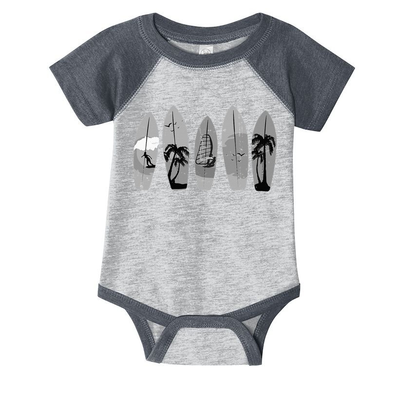 Surfing Surfboard Vintage Classic Retro Surfboarder Surfer Infant Baby Jersey Bodysuit