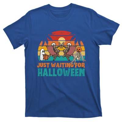 Skeleton Spooky Vibe Summer Funny Just Waiting For Halloween Gift T-Shirt