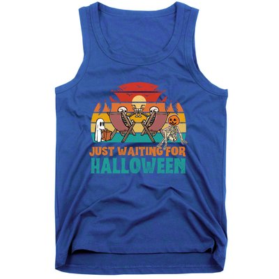 Skeleton Spooky Vibe Summer Funny Just Waiting For Halloween Gift Tank Top