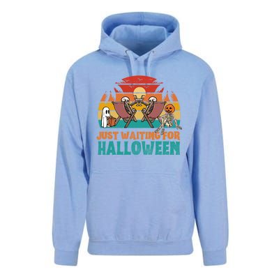 Skeleton Spooky Vibe Summer Funny Just Waiting For Halloween Gift Unisex Surf Hoodie