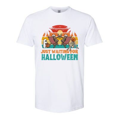 Skeleton Spooky Vibe Summer Funny Just Waiting For Halloween Gift Softstyle CVC T-Shirt