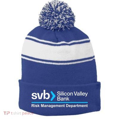 SVB Silicon Valley Bank Risk Management Department Stripe Pom Pom Beanie