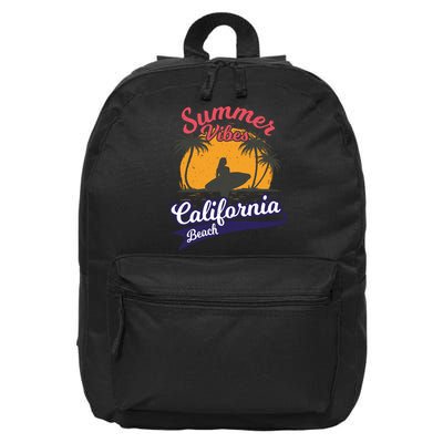 Surfing Summer Vibes California Beach Vintage Gift 16 in Basic Backpack
