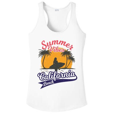 Surfing Summer Vibes California Beach Vintage Gift Ladies PosiCharge Competitor Racerback Tank