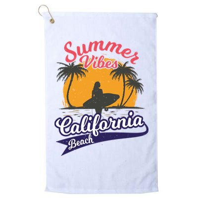 Surfing Summer Vibes California Beach Vintage Gift Golf Towel