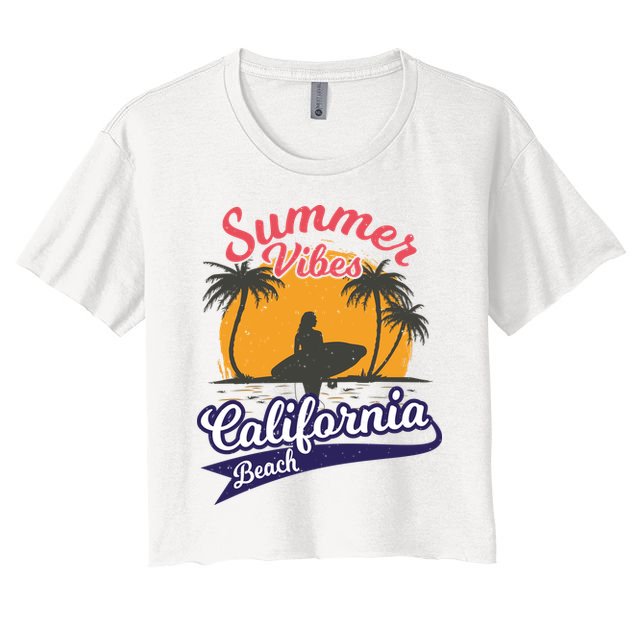 Surfing Summer Vibes California Beach Vintage Gift Crop Top