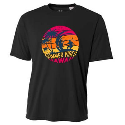 Surfing Summer Vibes Hawaii Surfing Vintage Gift Cooling Performance Crew T-Shirt