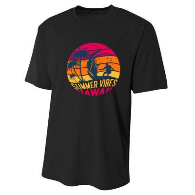 Surfing Summer Vibes Hawaii Surfing Vintage Gift Performance Sprint T-Shirt