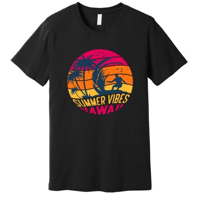 Surfing Summer Vibes Hawaii Surfing Vintage Gift Premium T-Shirt