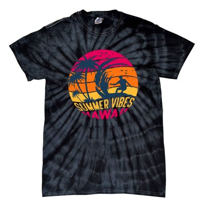 Surfing Summer Vibes Hawaii Surfing Vintage Gift Tie-Dye T-Shirt