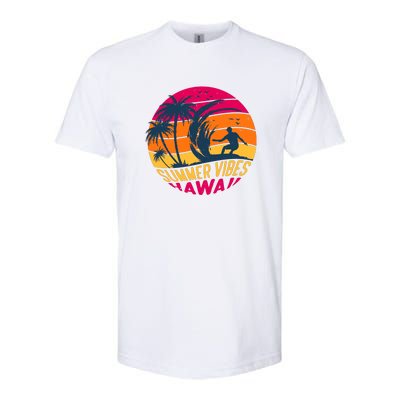 Surfing Summer Vibes Hawaii Surfing Vintage Gift Softstyle CVC T-Shirt