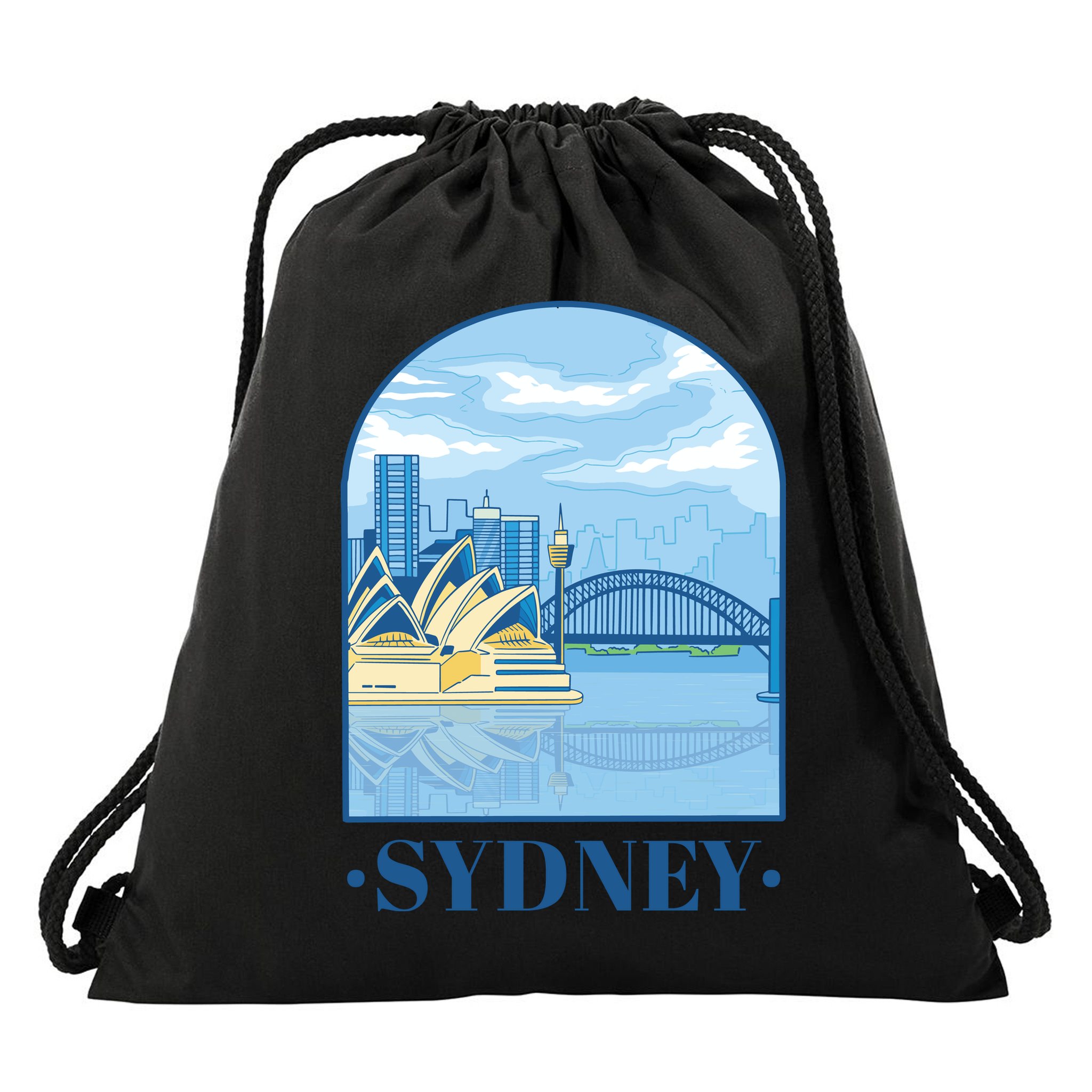 Sydney Skyline View Drawstring Bag