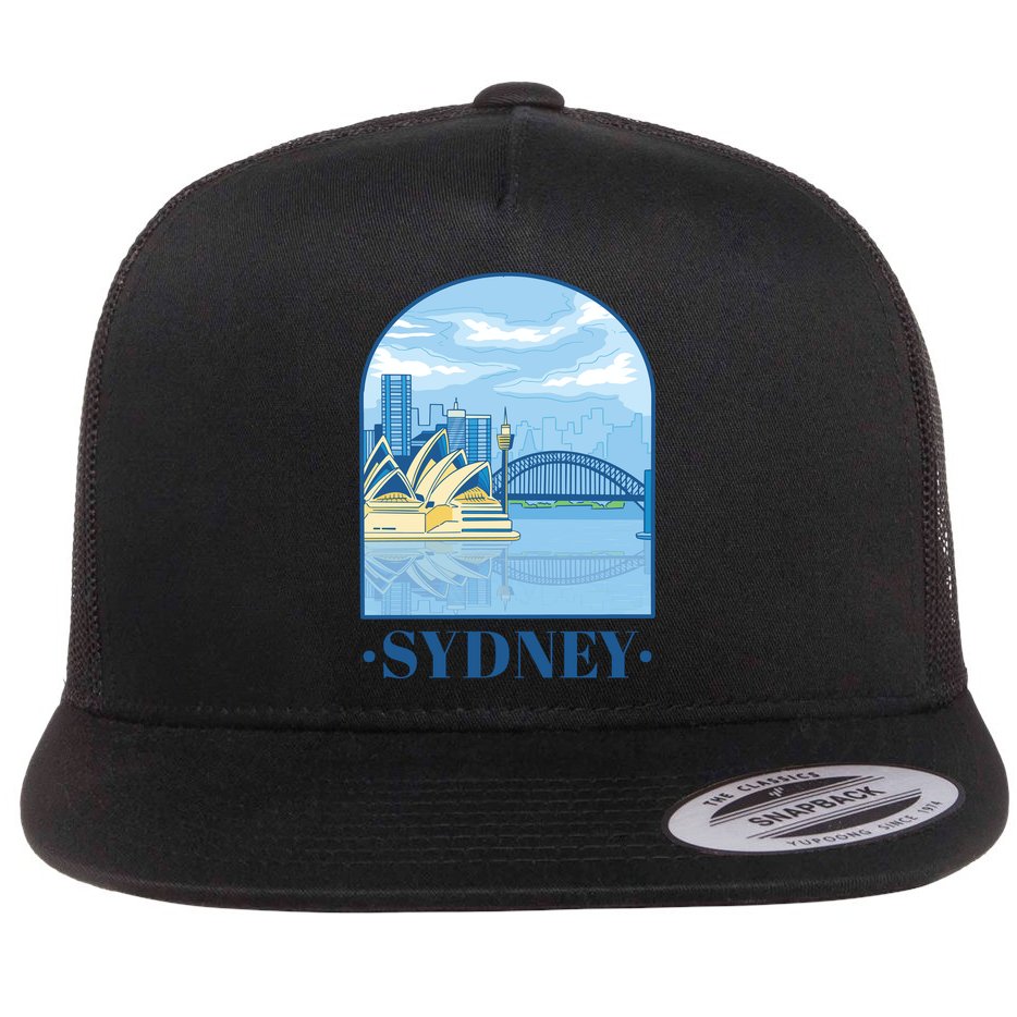 Sydney Skyline View Flat Bill Trucker Hat