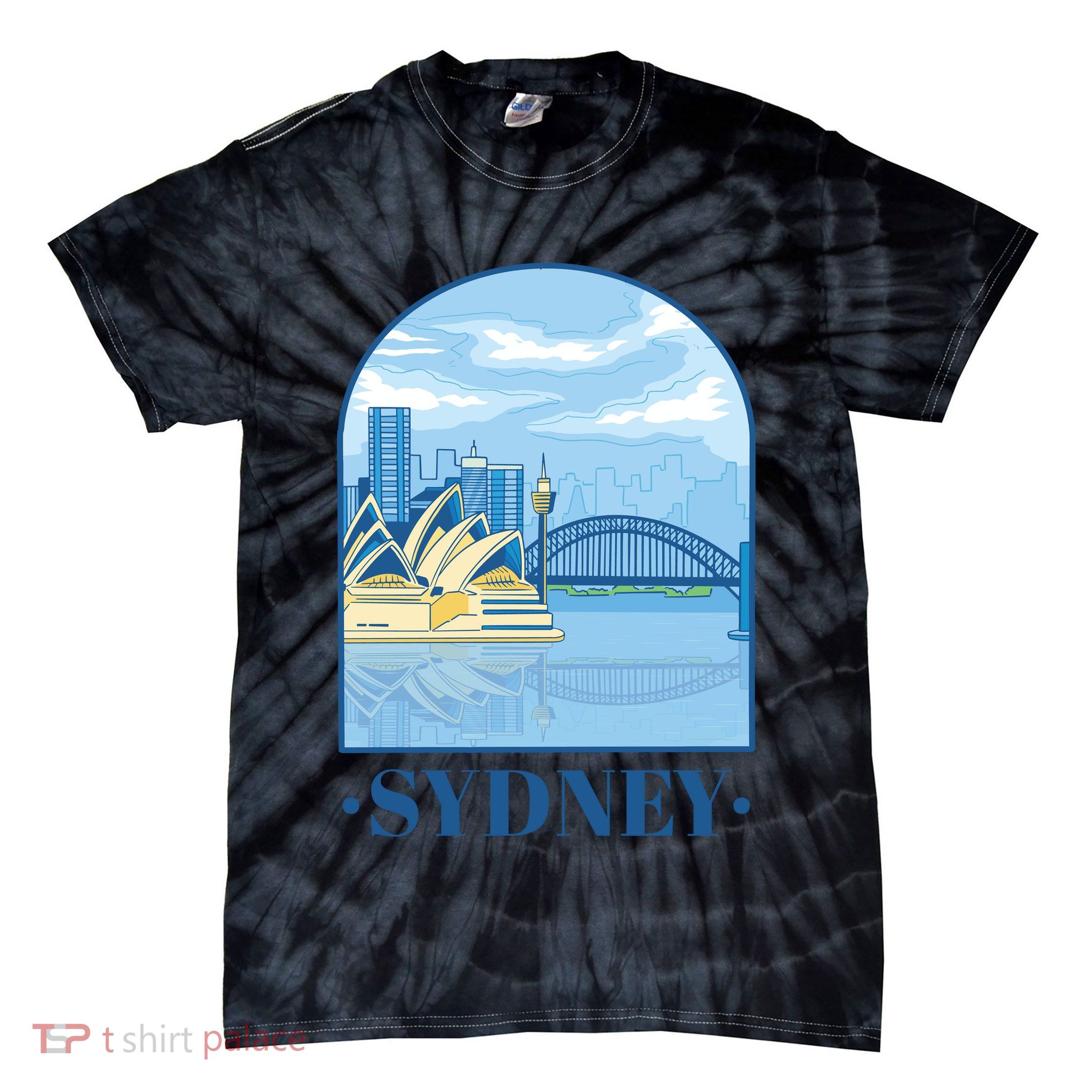 Sydney Skyline View Tie-Dye T-Shirt