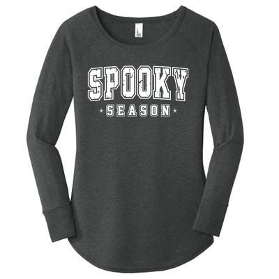 Spooky Season Varsity Halloween Graphic Women's Perfect Tri Tunic Long Sleeve Shirt