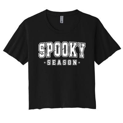 Spooky Season Varsity Halloween Graphic Women's Crop Top Tee