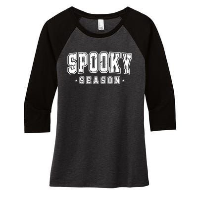 Spooky Season Varsity Halloween Graphic Women's Tri-Blend 3/4-Sleeve Raglan Shirt