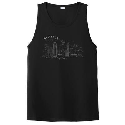 Seattle Skyline Vintage Seattle Washington PosiCharge Competitor Tank