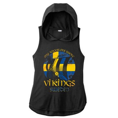 Sweden Swedish Viking Ship Flag Scandinavia Min Ladies PosiCharge Tri-Blend Wicking Draft Hoodie Tank