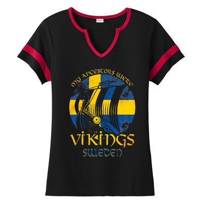 Sweden Swedish Viking Ship Flag Scandinavia Min Ladies Halftime Notch Neck Tee