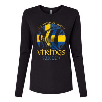 Sweden Swedish Viking Ship Flag Scandinavia Min Womens Cotton Relaxed Long Sleeve T-Shirt