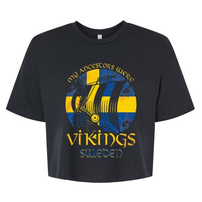 Sweden Swedish Viking Ship Flag Scandinavia Min Bella+Canvas Jersey Crop Tee