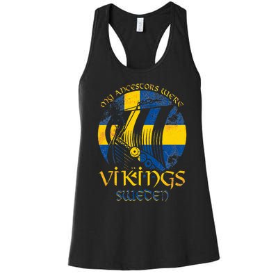 Sweden Swedish Viking Ship Flag Scandinavia Min Women's Racerback Tank