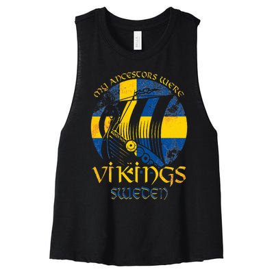 Sweden Swedish Viking Ship Flag Scandinavia Min Women's Racerback Cropped Tank