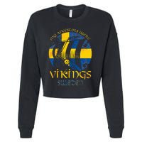 Sweden Swedish Viking Ship Flag Scandinavia Min Cropped Pullover Crew