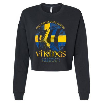 Sweden Swedish Viking Ship Flag Scandinavia Min Cropped Pullover Crew