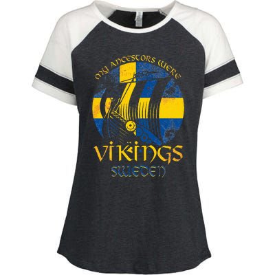 Sweden Swedish Viking Ship Flag Scandinavia Min Enza Ladies Jersey Colorblock Tee