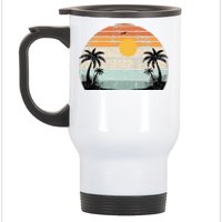 Sunshine Summer Vibes Palm Trees Beach Stainless Steel Travel Mug