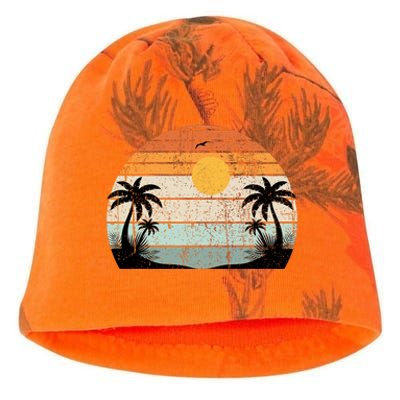 Sunshine Summer Vibes Palm Trees Beach Retro Tropical Summer Kati - Camo Knit Beanie