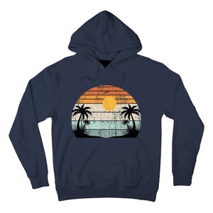 Sunshine Summer Vibes Palm Trees Beach Retro Tropical Summer Hoodie