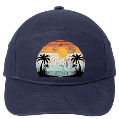 Sunshine Summer Vibes Palm Trees Beach Retro Tropical Summer 7-Panel Snapback Hat