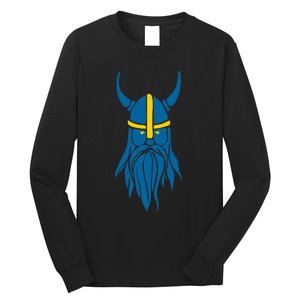 Swedish Sweden Viking Helmet With Horns Scandinavian Warrior Long Sleeve Shirt