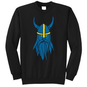 Swedish Sweden Viking Helmet With Horns Scandinavian Warrior Sweatshirt