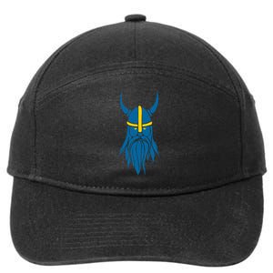 Swedish Sweden Viking Helmet With Horns Scandinavian Warrior 7-Panel Snapback Hat