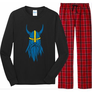 Swedish Sweden Viking Helmet With Horns Scandinavian Warrior Long Sleeve Pajama Set