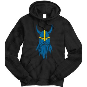 Swedish Sweden Viking Helmet With Horns Scandinavian Warrior Tie Dye Hoodie